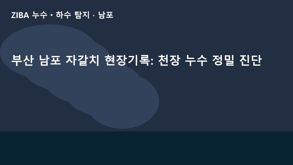 부산 남포 자갈치 현장기록: 천장 누수 정밀 진단